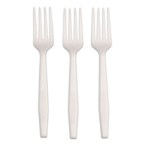 AmerCareRoyal CPLA Cutlery, Heavyweight Fork, Plastic, White, 1,000/Carton