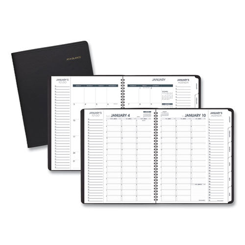 AT-A-GLANCE Triple View Weekly Vertical-Column Format Appointment Book, 11 x 8.25, Black Cover, 12-Month (Jan to Dec): 2026
