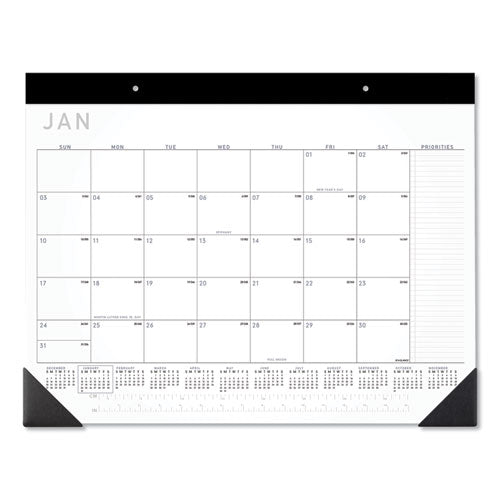 AT-A-GLANCE Contemporary Monthly Desk Pad, 22 x 17, White Sheets, Black Binding/Corners,12-Month (Jan to Dec): 2026