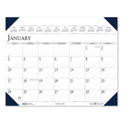 House of Doolittle Executive Monthly Desk Pad Calendar, 24 x 19, White/Blue Sheets, Blue Corners, 12-Month (Jan to Dec): 2026