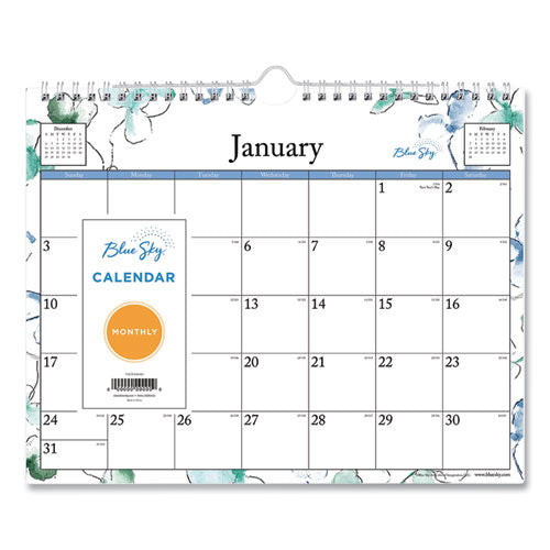 Blue Sky Lindley Wall Calendar, Floral Artwork, 11 x 8.75, White/Multicolor Sheets, 12-Month (Jan to Dec): 2026