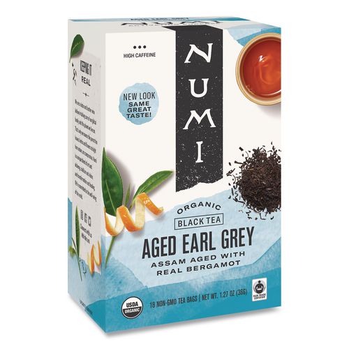 Numi Organic Teas and Teasans, 1.27 oz Filterbag, Aged Earl Grey, 18/Box