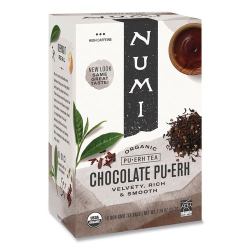 Numi Organic Tea, Chocolate Puerh, 1.13 oz Filterbag, 16/Box
