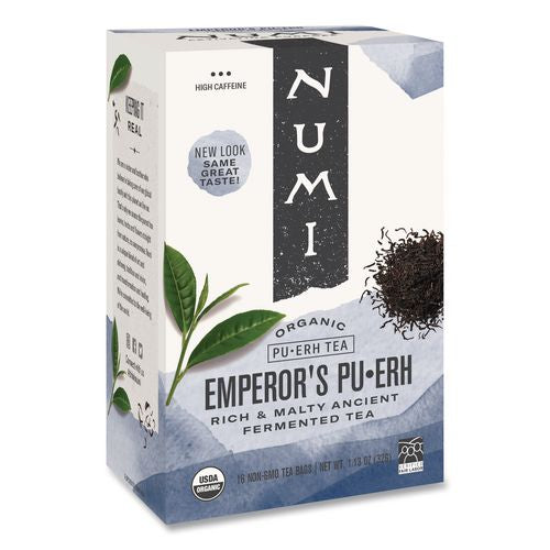 Numi Organic Teas and Teasans, 0.13 oz Filterbag, Emperor's Puerh, 16/Box