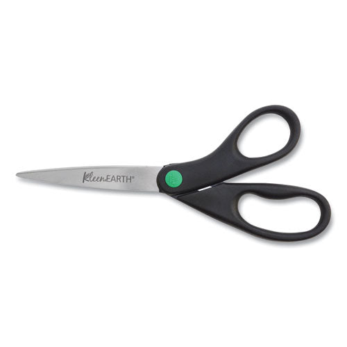 Westcott KleenEarth Scissors, 8" Long, 3.25" Cut Length, Straight Black Handle, 2/Pack