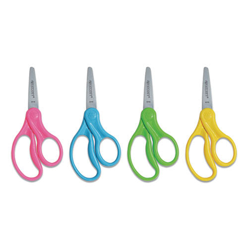 Westcott For Kids Scissors, Pointed Tip, 5" Long, 1.75" Cut Length, Straight Handle, Randomly Assorted Handle Color