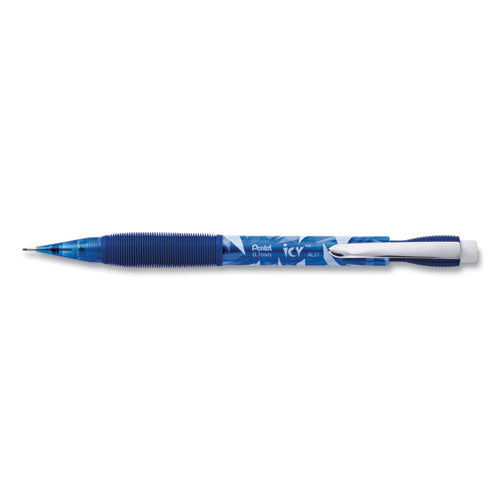 Pentel Icy Mechanical Pencil Value Pack, 0.7 mm, HB (#2), Black Lead, Transparent Blue Barrel, 24/Pack