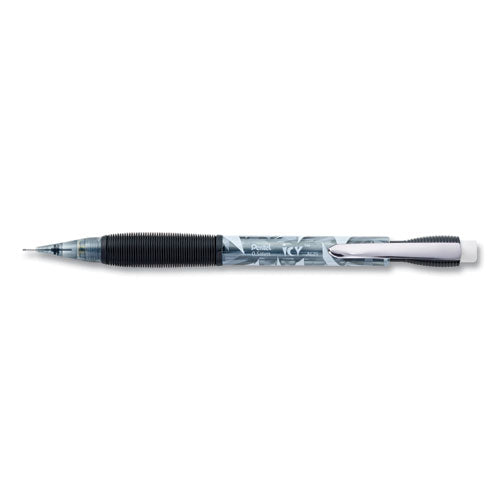 Pentel Icy Mechanical Pencil, 0.5 mm, HB (#2), Black Lead, Translucent Ice/Black Barrel, Dozen