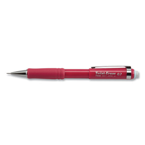 Pentel Twist-Erase III Mechanical Pencil, 0.7 mm, HB (#2), Black Lead, Red Barrel