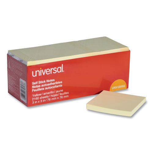 Universal Self-Stick Note Pad Cabinet Pack, 3" x 3", Yellow, 90 Sheets/Pad, 24 Pads/Pack
