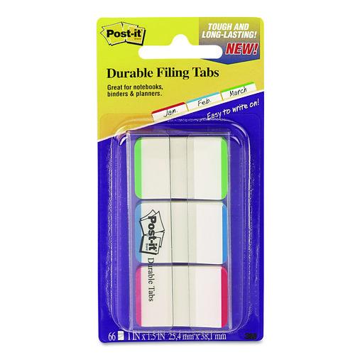 Post-it Tabs 1" Lined Tabs, 1/5-Cut, Lined, Assorted Colors, 1" Wide, 66/Pack