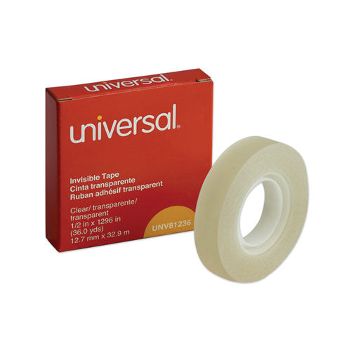 Universal Invisible Tape, 1" Core, 0.5" x 36 yds, Clear