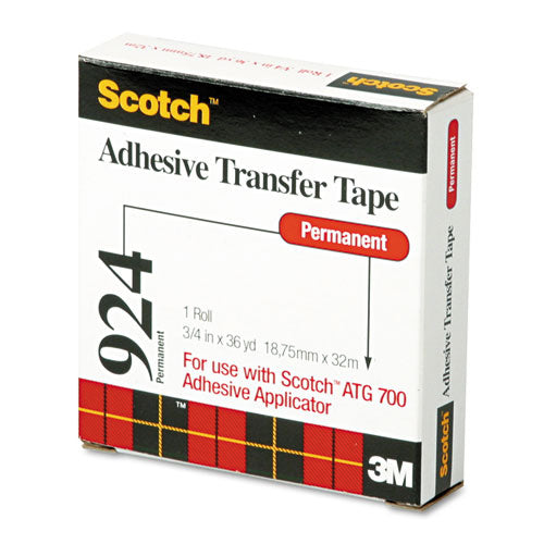 Scotch ATG Adhesive Transfer Tape Roll, Permanent, Holds Up to 0.5 lb, 0.75" x 36 yd, Clear