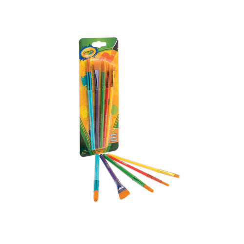 Crayola Arts and Craft Brush Set, Assorted Sizes, Natural Hair, Angled, Flat, Round, 5/Set