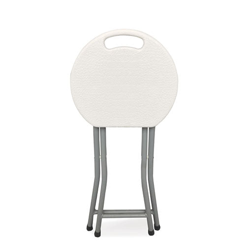 Iceberg Rough n Ready Folding Stool, Backless, Supports Up to 300 lb, 18" Seat Height, White Seat, Charcoal Base, 4/Carton