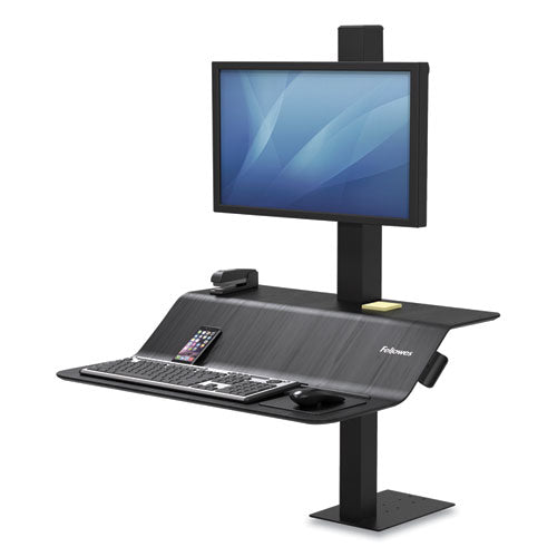 Fellowes Lotus VE Sit-Stand Workstation, 29" x 28.5" x 27.5" to 42.5", Black
