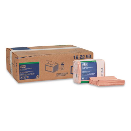 Tork Small Pack Foodservice Cloth, 1-Ply, 11.75 x 14.75, Unscented, Red/Red Stripe, 50/Poly Pack, 4 Packs/Carton