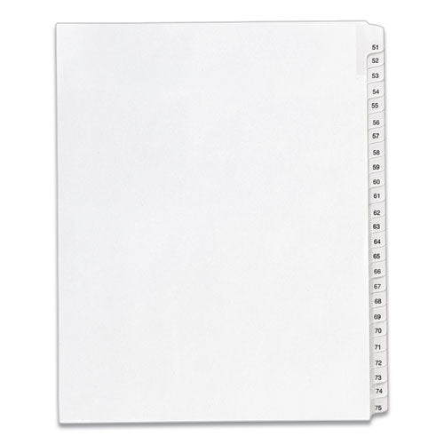 Avery Preprinted Legal Exhibit Side Tab Index Dividers, Allstate Style, 25-Tab, 51 to 75, 11 x 8.5, White, 1 Set, (1703)