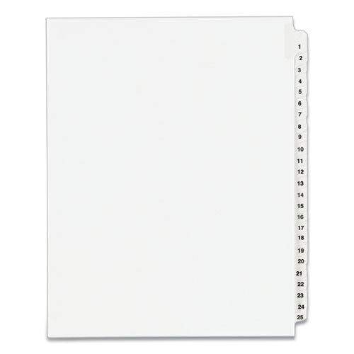 Avery Preprinted Legal Exhibit Side Tab Index Dividers, Avery Style, 25-Tab, 1 to 25, 11 x 8.5, White, 1 Set, (1330)