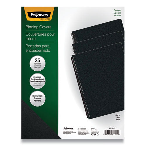 Fellowes Futura Presentation Covers for Binding Systems, Plastic, Round Corners, 11.25 x 8.75, Matte Black, 25/Pack