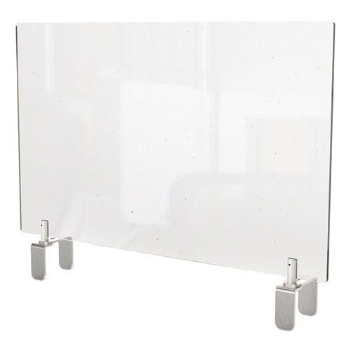 Ghent Clear Partition Extender with Attached Clamp, 29 x 3.88 x 24, Thermoplastic Sheeting