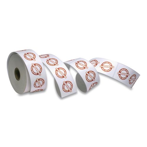 Iconex Tamper Seal Label, 1.88 x 6, Red/White, 500/Roll, 4 Rolls/Carton