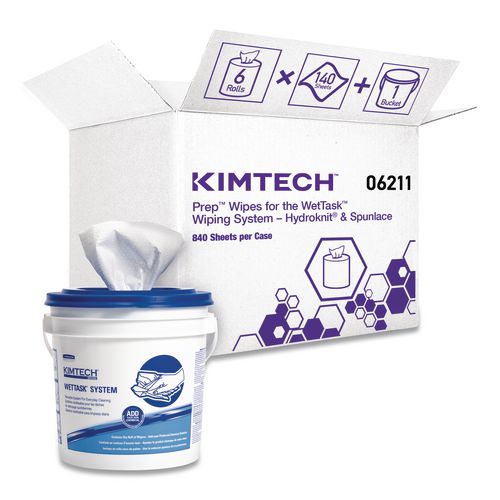 WypAll Power Clean Wipers for Disinfectants, Sanitizers,Solvents WetTask Customizable Wet Wipe System, 140/Roll, 6 Rolls/1 Bucket/CT