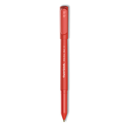 Paper Mate Write Bros. Ballpoint Pen, Stick, Bold 1.2 mm, Red Ink, Red Barrel, Dozen