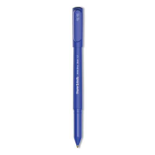 Paper Mate Write Bros. Ballpoint Pen, Stick, Bold 1.2 mm, Blue Ink, Blue Barrel, Dozen