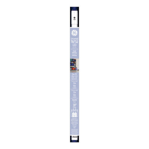 GE 18" T8/T12, LED11ET8/GU8401PK, 11 W, Cool White, 6/Carton