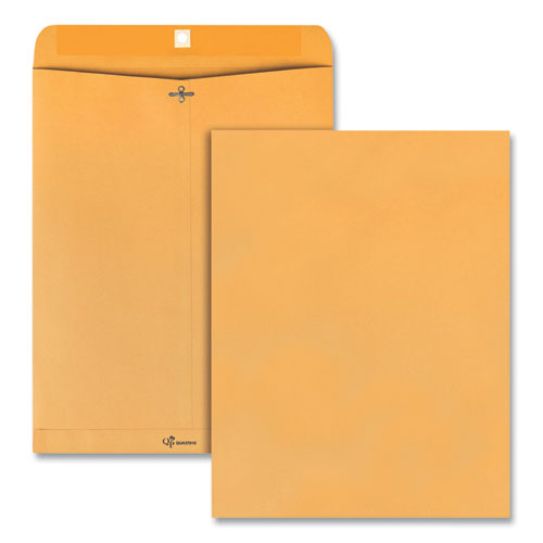 Quality Park Clasp Envelope, 32 lb Bond Weight Kraft, #15 1/2, Square Flap, Clasp/Gummed Closure, 12 x 15.5, Brown Kraft, 100/Box
