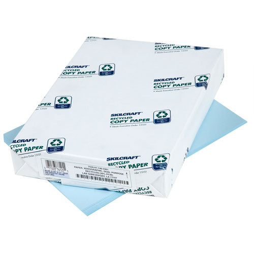 AbilityOne 7530011463361, SKILCRAFT Colored Copy Paper, 20 lb Bond Weight, 8.5 x 11, Blue, 500 Sheets/Ream, 10 Reams/Carton