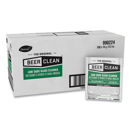 Diversey Beer Clean Glass Cleaner, Powder, 0.5 oz Packet, 100/Carton