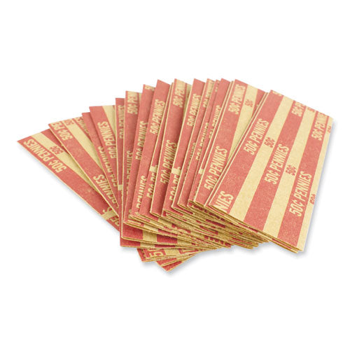 CONTROLTEK Flat Tubular Coin Wrap, Pennies, Red/White, 1,000/Box