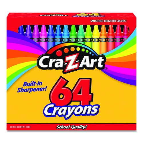 Cra-Z-Art Crayons, Regular Size, 64 Assorted Colors, 16/Pack