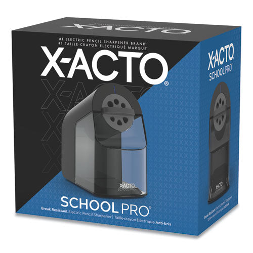 X-ACTO Model 1670 School Pro Classroom Electric Pencil Sharpener, AC-Powered, 4 x 7.5 x 7.5, Black/Gray/Smoke