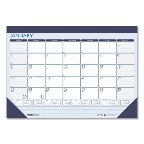 House of Doolittle Recycled Contempo Desk Pad Calendar, 22 x 17, White/Blue Sheets, Blue Binding, Blue Corners, 12-Month (Jan to Dec): 2026