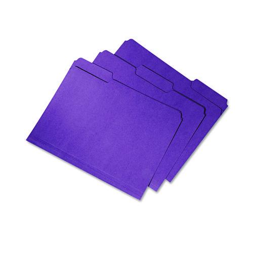 AbilityOne 7530015664133, SKILCRAFT Recycled File Folders, 1/3-Cut 2-Ply Tabs: Assorted, Letter Size, 0.75" Expansion, Purple, 100/Box