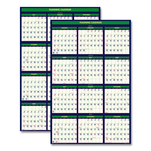 House of Doolittle Four Season Erasable Business/Academic Recycled Wall Calendar, 24 x 37, 12-Month(July-June): 2025-26, 12-Month(Jan-Dec): 2026