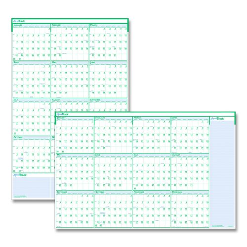 House of Doolittle Express Track Recycled Reversible/Erasable Yearly Wall Calendar, 24 x 37, White/Teal Sheets, 12-Month (Jan to Dec): 2026