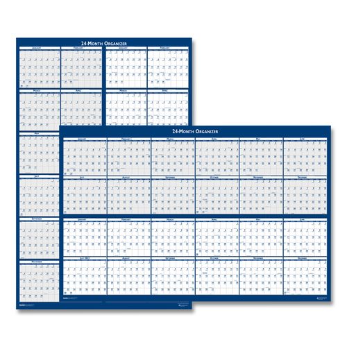 House of Doolittle Reversible/Erasable Two-Year Wall Calendar, 24 x 37, Light Blue/Blue/White Sheets, 24-Month: Jan 2026 to Dec 2027