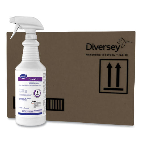 Diversey Oxivir 1 RTU Disinfectant Cleaner, 32 oz Spray Bottle, 12/Carton