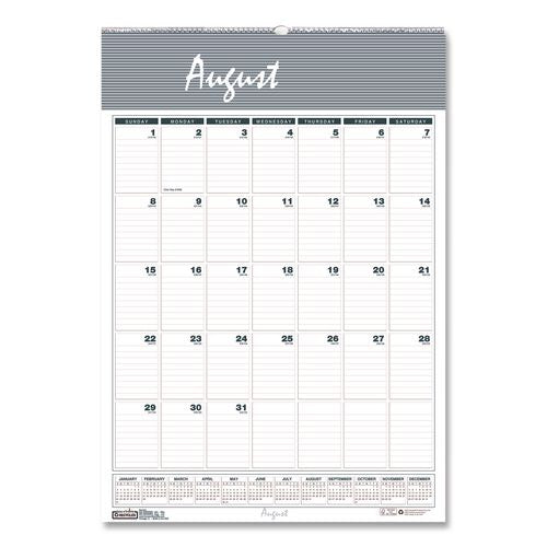 House of Doolittle Academic Year Bar Harbor Recycled Wirebound Monthly Wall Calendar, 15.5 x 22, White/Blue Sheets, 12-Month(Aug-July):2025-2026