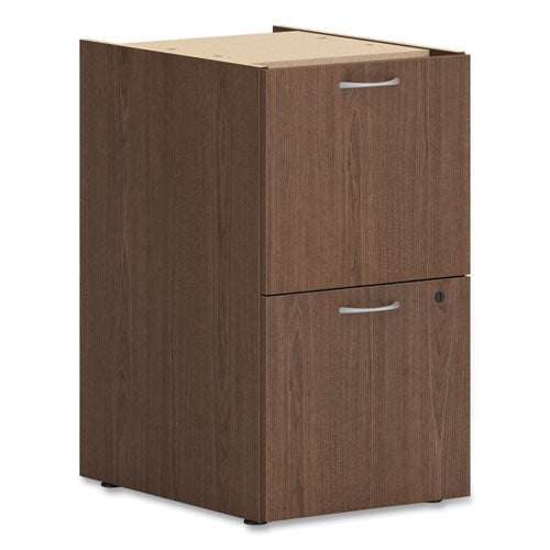 HON Mod Support Pedestal, Left or Right, 2 Legal/Letter-Size File Drawers, Sepia Walnut, 15" x 20" x 28"