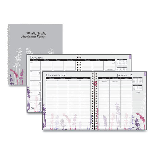 House of Doolittle Recycled Wild Flower Weekly/Monthly Planner, Wild Flowers Artwork, 9 x 7, Gray/White/Purple Cover, 12-Month (Jan-Dec): 2026
