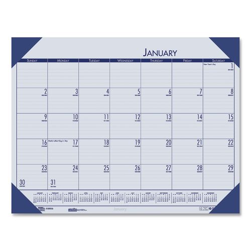 House of Doolittle EcoTones Recycled Monthly Desk Pad Calendar, 22 x 17, Ocean Blue Sheets/Corners, Black Binding, 12-Month (Jan-Dec): 2026