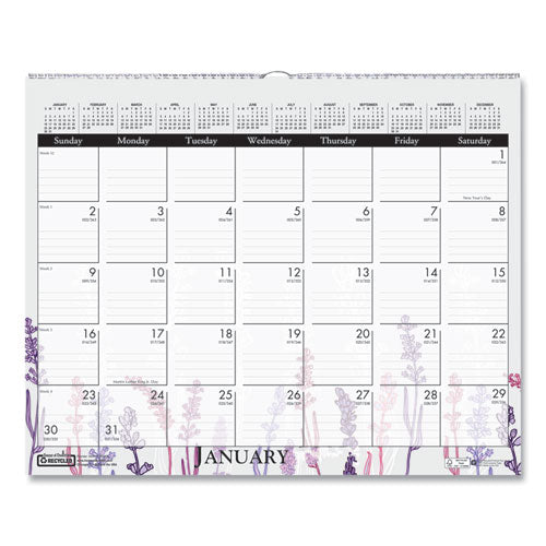 House of Doolittle Recycled Wild Flower Wall Calendar, Wild Flowers Artwork, 15 x 12, White/Multicolor Sheets, 12-Month (Jan to Dec): 2026