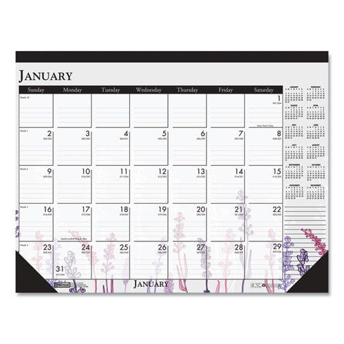 House of Doolittle Recycled Desk Pad Calendar, Wild Flowers Artwork, 18.5 x 13, White Sheets, Black Binding/Corners,12-Month (Jan-Dec): 2026