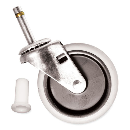 Rubbermaid Commercial Replacement Bayonet-Stem Swivel Casters, Push and Lock Stem (0.44" x 2"), 4" Soft Rubber Wheel, Black/Gray/Silver