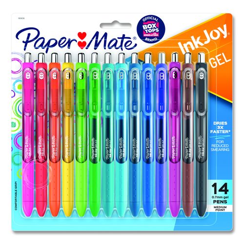 Paper Mate InkJoy Gel Pen, Retractable, Medium 0.7 mm, Assorted Ink and Barrel Colors, 14/Pack
